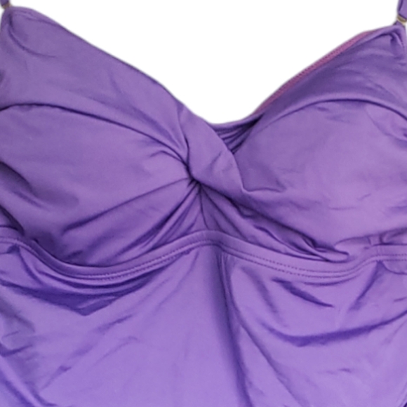 Jantzen Draped Surplice Purple One Piece Swimsuit Aqua Slimming V-Neck Size 10 - Picture 4 of 16